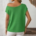 thumbnail image 5 of RMGVDSD Women's Summer Off The Shoulder Knit Tops 2025 Casual Short Sleeve Oversized Tunic T Shirt Solid Color Fashion Basic Sweater Tops /Green, 5 of 5