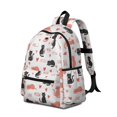 thumbnail image 2 of Cat and Heart White Pattern Backpack for School, Cute School Bag with Adjustable Shoulder Straps and Padded Back, 13.4"x11"x4.7", 2 of 5