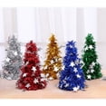 thumbnail image 3 of AMERTEER 5 Pcs Mini Simulative Christmas Tree Shape Shinny Decoration Metalic DIY Desktop Tree Model Party Decor with Pentagram Pendants (Golden Silver Red Blue Green), 3 of 4