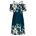 thumbnail image 4 of JINMGG Womens Plus Size Clearance $5 Fashion Women Casual Cold Shoulder Printing Summer Short Sleeve Dress Dark Blue M, 4 of 4