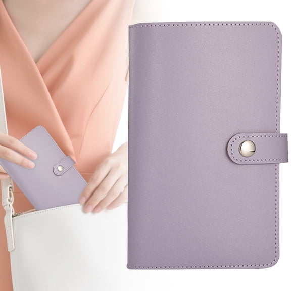 Taro Purple A6 Leather Cash Folder – Dusknt 100 Envelope Savings Challenge Book Budget Planner, A5 Savings Organizer for Easy & Fun Way to Save Money, Spring Financial Goals