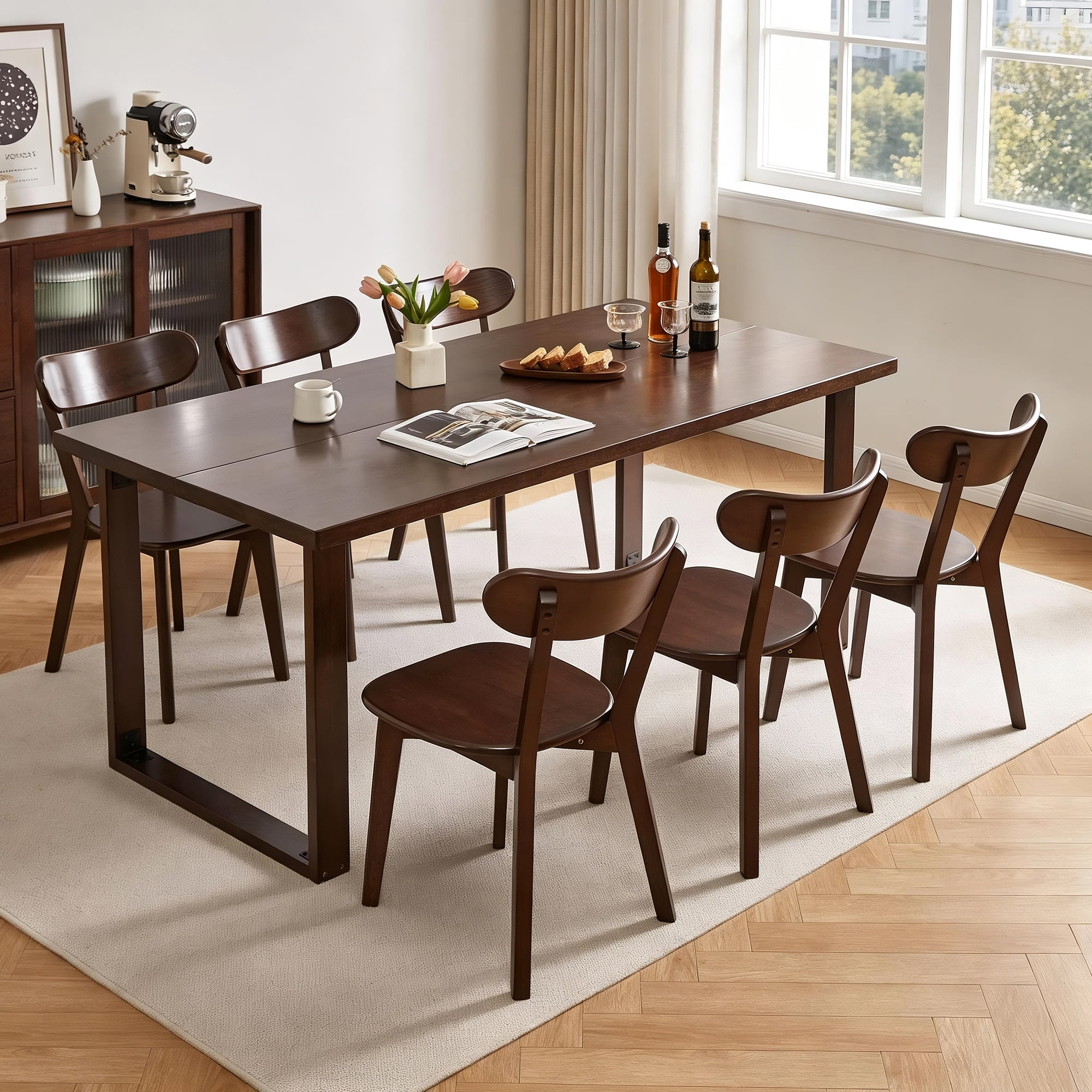 Set of 2 Dining chair wooden Premium grade rubber wood natural wood made in Southeast Asia 100% solid wood chair table chair wooden living room chair simple and natural 46*37*76 cm
