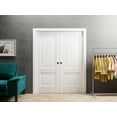 thumbnail image 2 of Sliding French Double Pocket Doors 84 x 96 inches | Lucia 8831 White Silk | Kit Trims Rail Hardware | Solid Wood Interior Bedroom Sturdy Doors, 2 of 4
