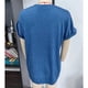thumbnail image 2 of Camisa de cuello en V de manga corta, blusa de manga corta con botones y cuello en V, blusa de color puro, funcionamiento suave, 2 of 3