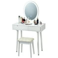thumbnail image 4 of Gymax Makeup Vanity Dressing Table Set w/ Touch Screen Padded Stool White, 4 of 8