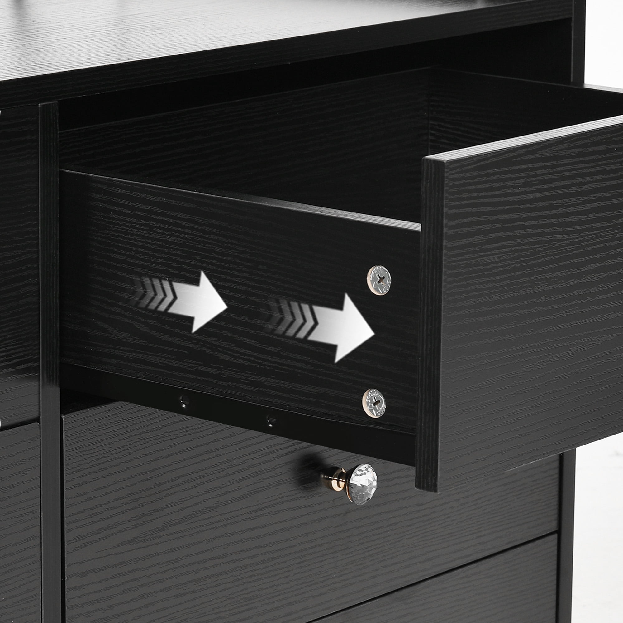 Dextrus Black Dresser with LED Light, 6 Drawers Dresser with Charging Station, Modern Chest of Drawers for , Living Room, Entryway, Hallway