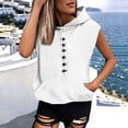 thumbnail image 4 of cocolona Womens Sleeveless Printed Pullover Hoodie Drawstring Trendy Casual Solid Color Sweatshirt with Pocket, 4 of 6