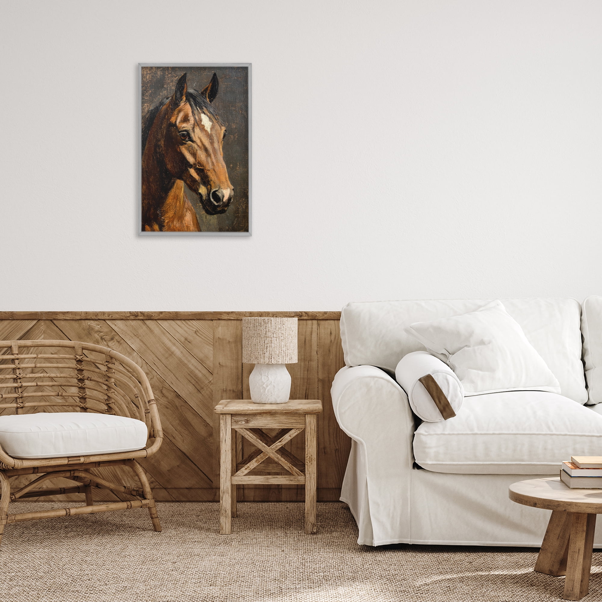 Stupell Industries Horse Portrait Study Gray Framed Giclee Art, design by Petal Prints Design