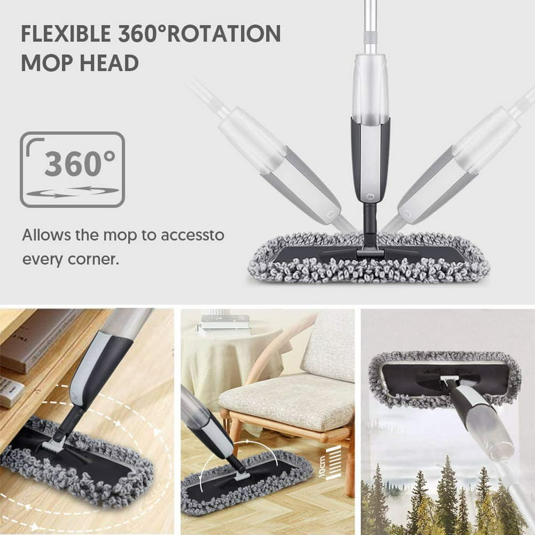 Spray Mop for Floors Cleaning, Microfiber Hardwood Floor Mop with 3  Reusable Washable Mop Pads 360°Spin Dry Dust Laminate Floor Mop Wet Spray  Mop for