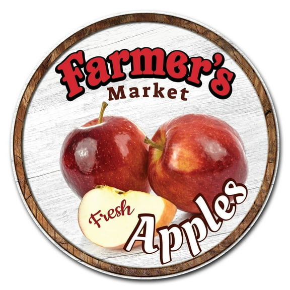 SignMission C-16-CIR-WS-Apples 16 x 24 in. Corrugated Plastic Sign with Stakes Circular - Farmers Market Apples