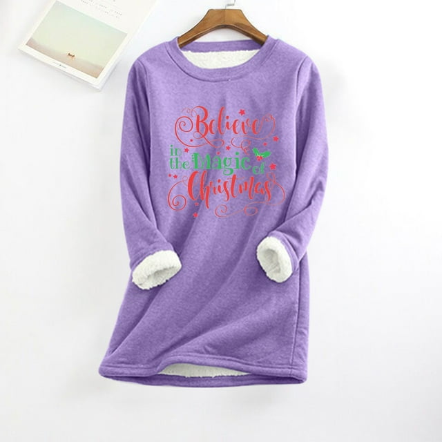 Offres de Liquidation! Aqestyerly Hauts de Noël pour Femmes Liquidation Mode Imprimée Peluche Chaude