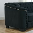 thumbnail image 4 of 77" 3 Seater Sofa, Modern Velvet Sofa with 2 Cushions , Tufted Backrests Couch with Tufted Backrests, Upholstered Sofa for Living Room, Bedroom, Apartment, Office, Black, 4 of 7