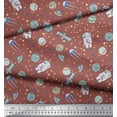 thumbnail image 3 of Soimoi Brown Georgette Viscose Fabric Astronaut & Planet Galaxy Print Sewing Fabric Yard 42 Inch Wide, 3 of 3