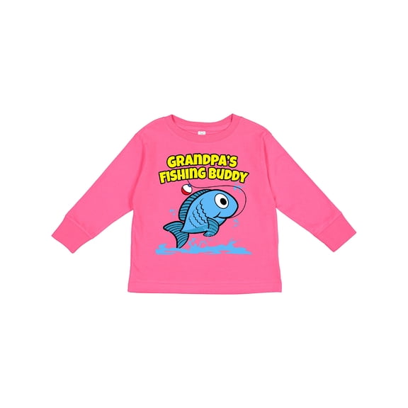 Inktastic Grandpa's Fishing Buddy (blue) Boys or Girls Long Sleeve Toddler T-Shirt