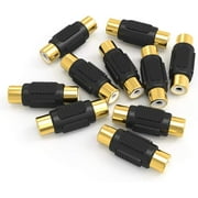 Electop 10 Pack Audio Video Gold RCA Female to Female Coupler Adapter