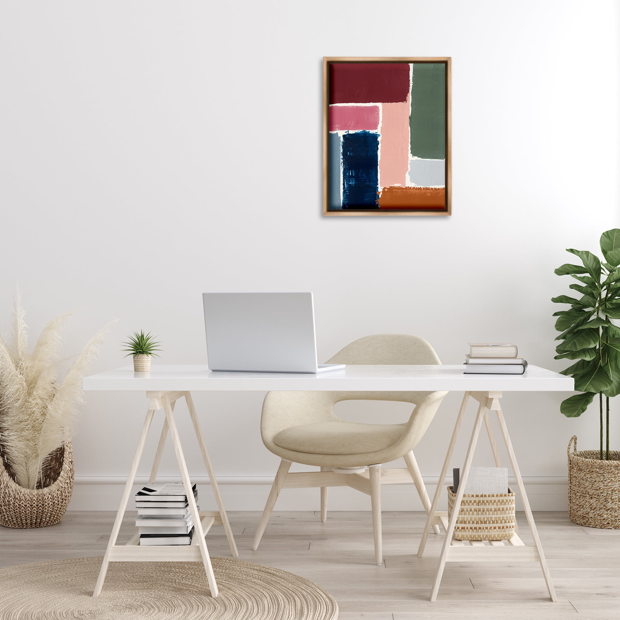 Stupell Industries Rectangular Shapes Pattern Abstract Painting Brown Floater Framed Canvas Art Print Wall Art, 17 x 21