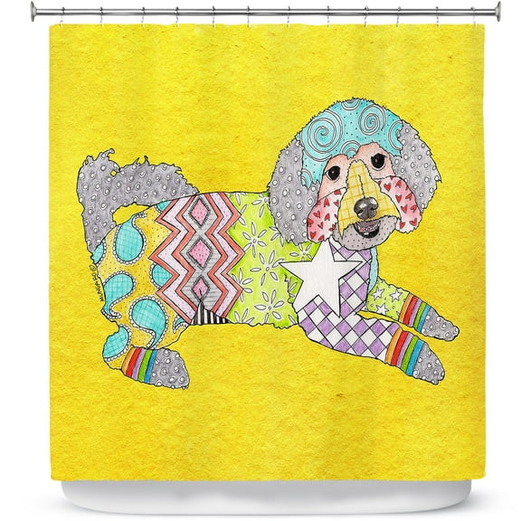 Shower Curtains 70" x 93" from DiaNoche Designs by Marley Ungaro - Maltipoo Yellow