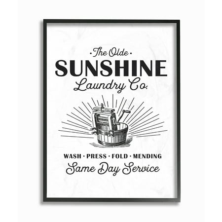 11' Wood Sign - The Stupell Home Decor Collection Olde Sunshine Laundry Co Vintage Sign Framed Giclee Texturized Art