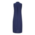 thumbnail image 4 of CHGBMOK Womens Casual Linen Dress Sleeveless V Neck Loose Maxi Dress Solid Loose Flowy Beach Vacation Sundress, 4 of 7