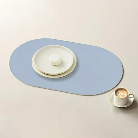 

HBYJLZYG Elliptical Placemat Solid Colour Faux Leather Placemats - Coffee Mats- Kitchen Table Mats- Easy to Clean Kitchen Table Mats Kitchen Storage Organization