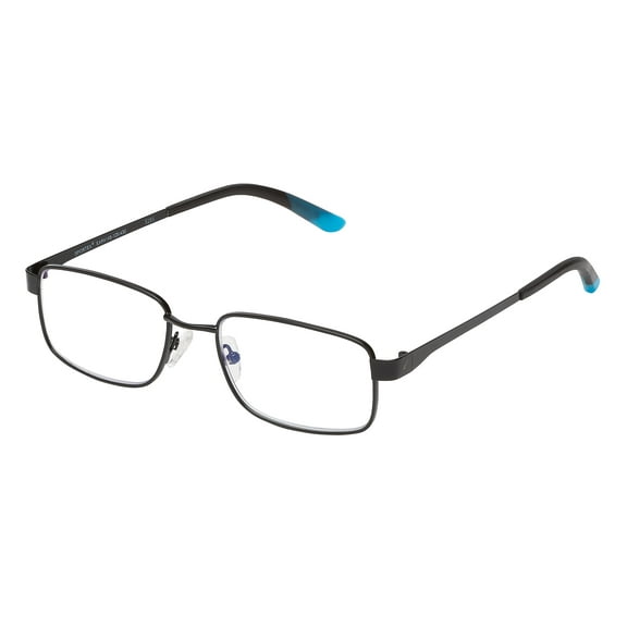 SAV Sportex Blue Light Reading Glasses, Stainless Steel Rectangle Sport Frame, AR4148,  1.25, Blue