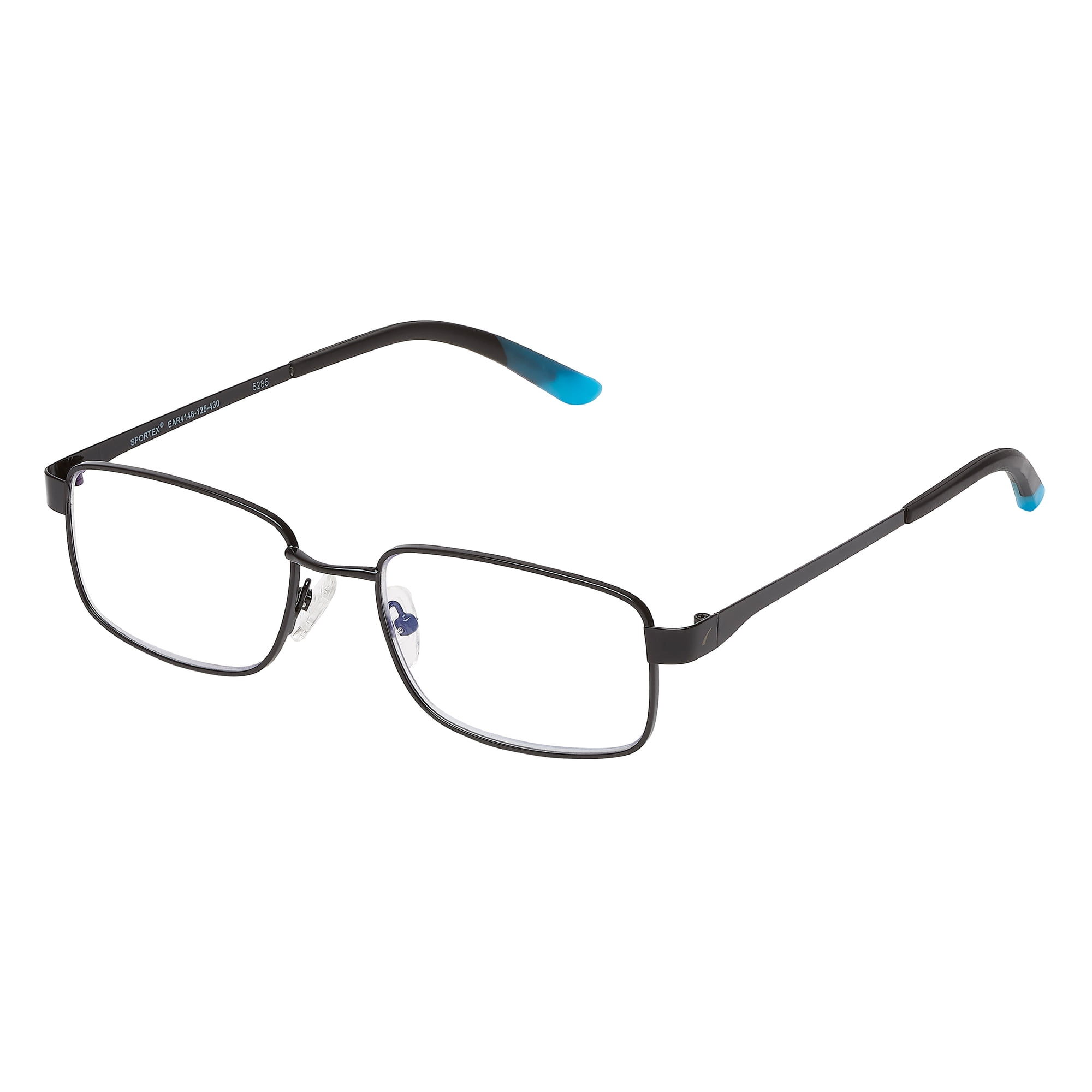 SAV Sportex Blue Light Reading Glasses, Stainless Steel Rectangle Sport Frame, AR4148, +1.25, Blue