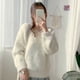 thumbnail image 4 of Qarigey Suéter holgado con cuello en V para otoño, ropa peluda de Color grueso de manga larga para mujer, jerséis de punto informales a la moda para Prendas para la parte del cuerpo Blanco Qarigey AP013662-01, 4 of 6