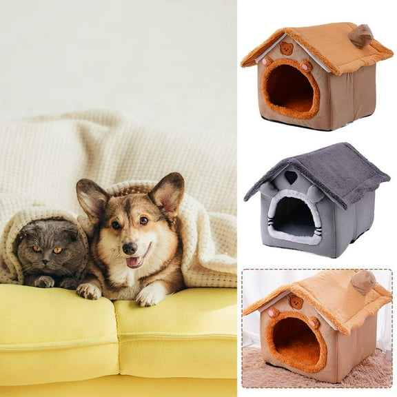FurNest Cat Bed Cave, Cute Bear Shape Cat Houses for Indoor Cats, Cat Caves for Indoor Cats, Cat House Cat Tent with Removable Cushion Pillow, Cat Condo Cat Cave for Kittens%
