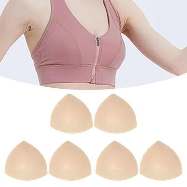 3 Pairs Bra Pads Inserts, Push up Breathable Triangle Women Foam Bra Insert  for Sports Swimsuit Replacements Cup , Skin Color 