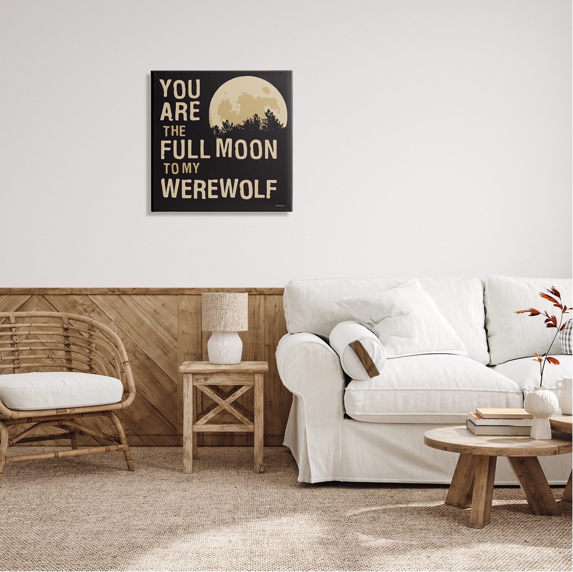 Stupell Industries Full Moon Werewolf Phrase Holiday Painting Gallery Wrapped Canvas Print Wall Art, 24 x 24