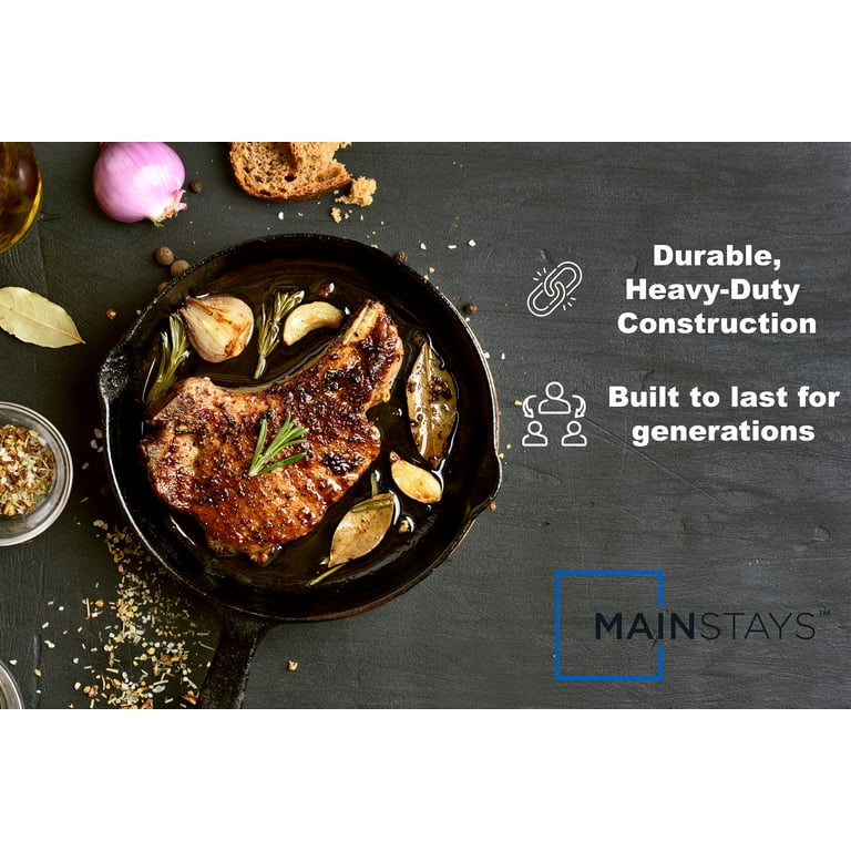 Mainstays 10.5" Pre-Seasoned Cast Iron Skillet - Versatile Cookware for Home and Outdoor Cooking