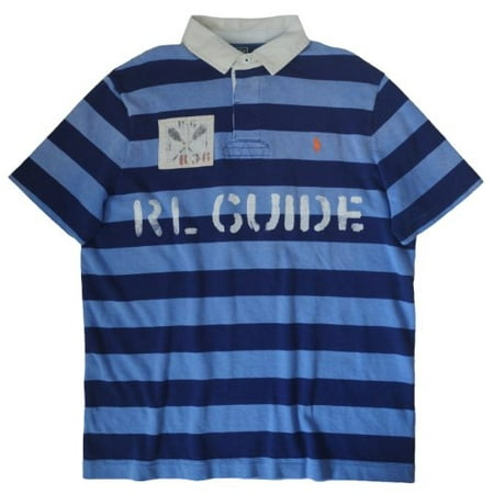 - Polo Ralph Lauren Mens Custom Fit Short Sleeve Striped Rugby, L, City Blue