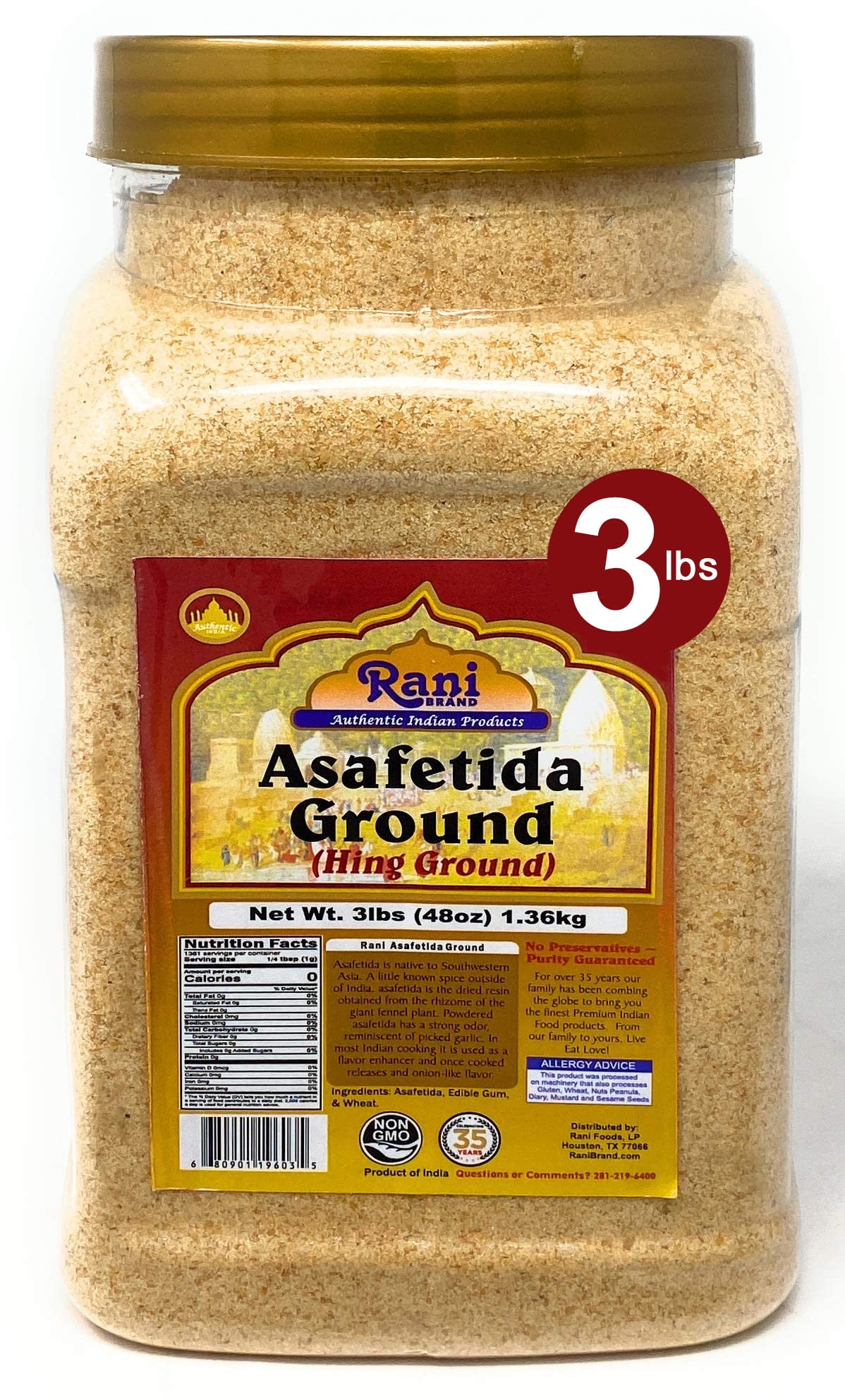 Rani Asafetida (Hing) Ground 48oz (3lbs) 1.36kg PET Jar All Natural