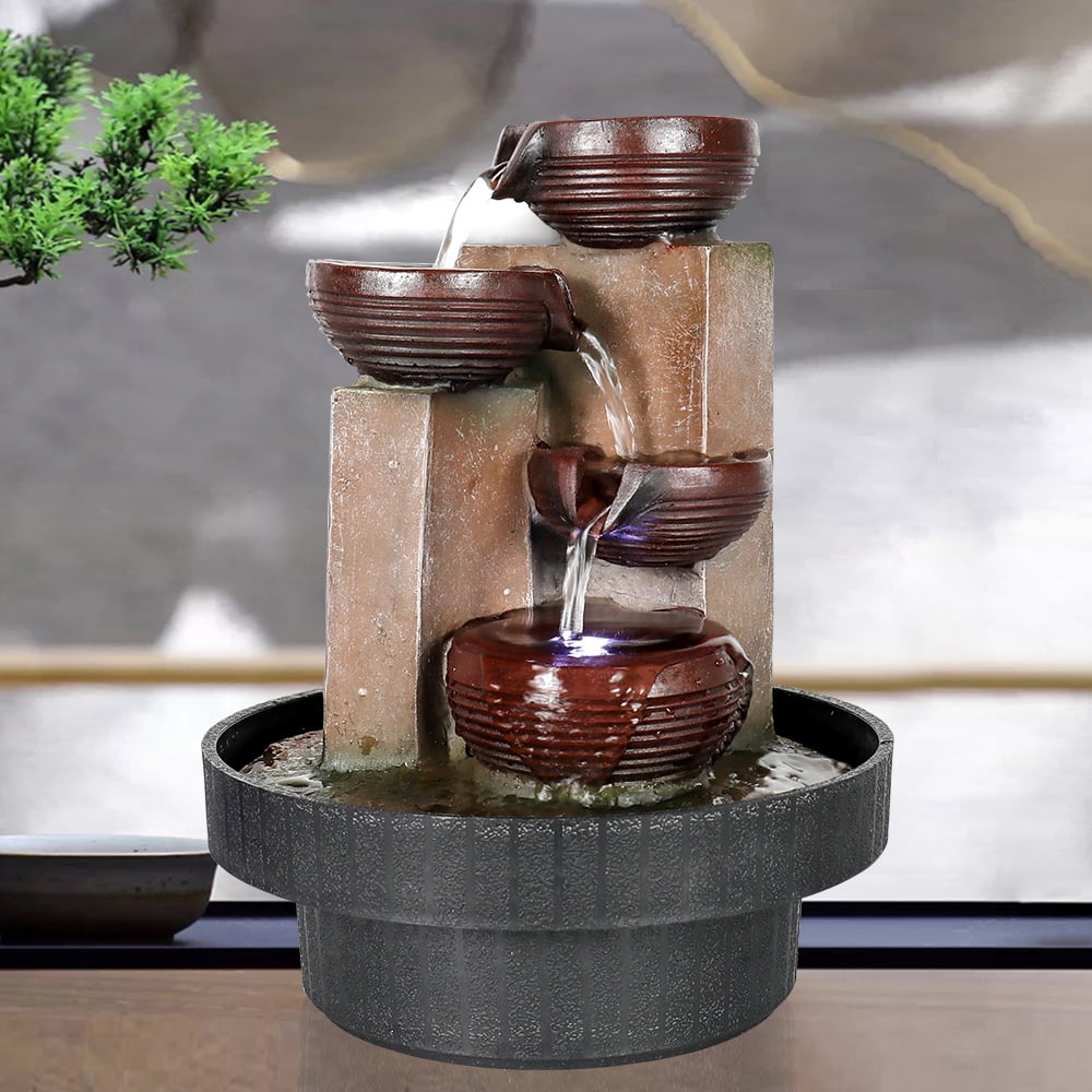 Hamiedun Tabletop Water Fountains Indoor Waterfall And Calming Water