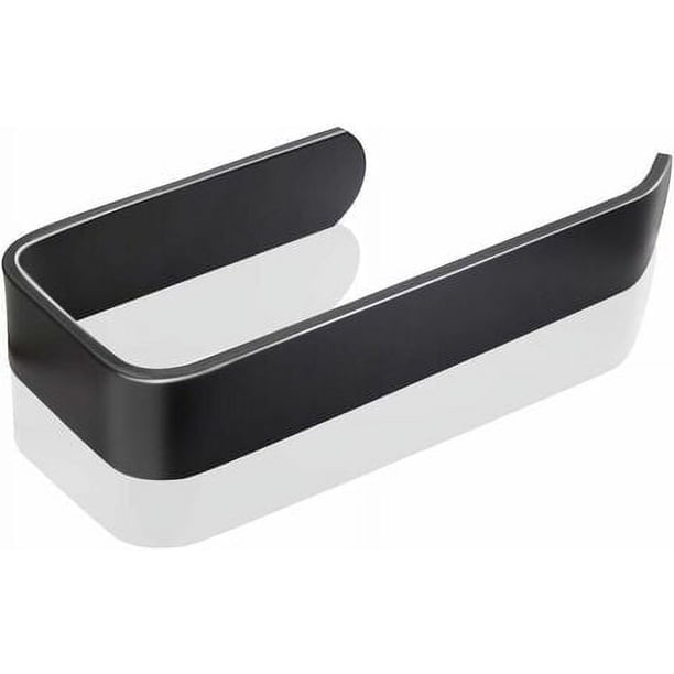Laklulu Portarrollos de papel higiénico de aluminio negro, dispensador de papel higiénico autoadhesivo, sin perforaciones, soporte para papel higiénico higiénico, soporte para rollo de papel