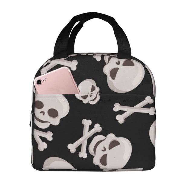Disketp black white Skull bone Bolsa Térmica para Almuerzo para Hombre y Mujer, Ideal para Trabajo, Senderismo y Picnic