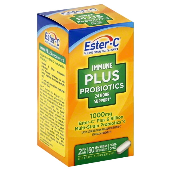 EsterC Immune Plus Probiotics 24 Hour Support, 1000 Mg, 60 Ct