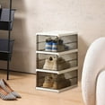 thumbnail image 5 of YIKA Thickened Plastic Shoe Storage Box Organizer Stackable Foldable Installation-Free Shoe Rack Shoe Cabinet with Lid Drop Front Door for Closet Entryway Under Bed Sneaker Organizers and Storage, 5 of 6