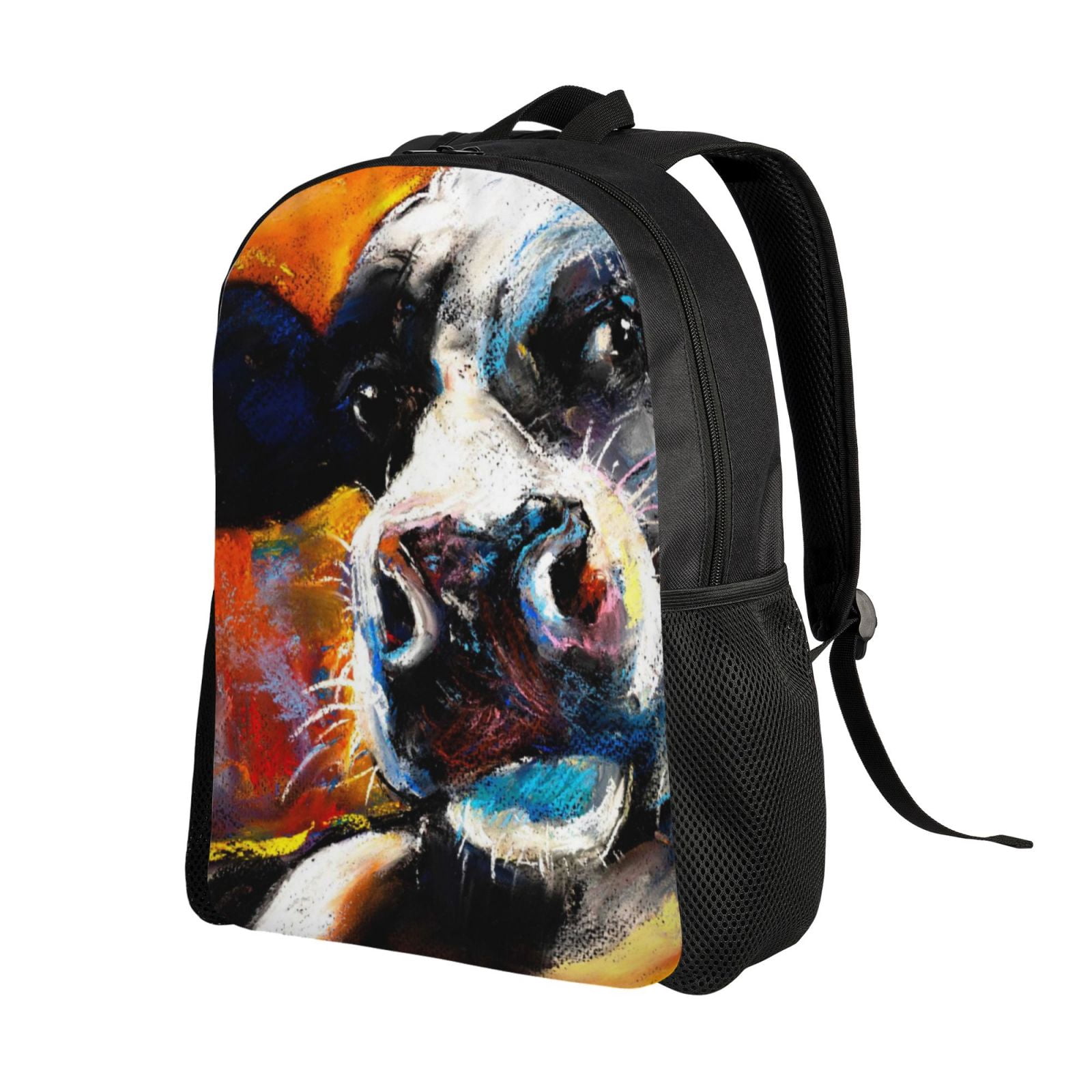 Horeoi Cow Print Waterproof 600D Oxford Laptop Backpack for School Travel Work - Lightweight Durable Bag with Adjustable Straps