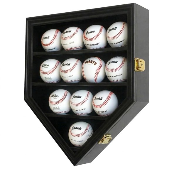 Estuche de exhibición para béisbol DisplayGifts 12 ranuras negro