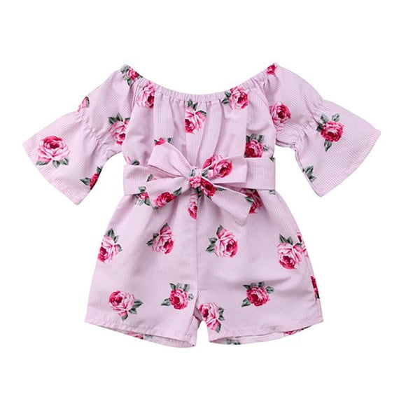 Qarigey Mameluco de manga corta con cuello y nudo estampado de Elenxs para bebé conjuntos de ropa