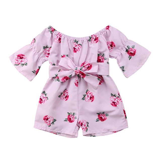 Qarigey Mameluco de manga corta con cuello y nudo estampado de Elenxs para bebé conjuntos de ropa