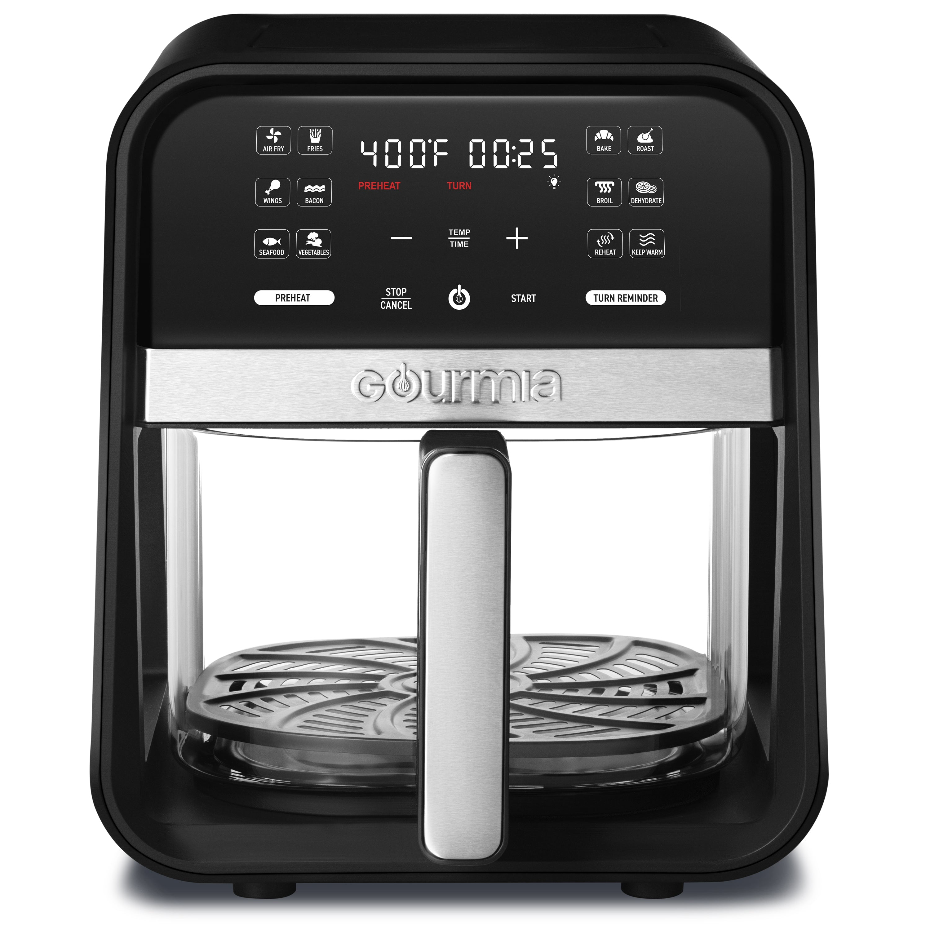 キッチン家電 GOURMIA DIGITL AIR FRYER Black Silver Gourmia 8 Qt Digital Air Fryer with 12-One Touch Presets