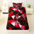 thumbnail image 4 of Castle Fairy Futuristic Cubes Triangle Facet Twin Sheets 3pcs,Minimalist Polygon Bedding,Scarlet Black Silver,1 Flat Sheet, 1 Fitted Sheet and 1 Pillowcase, 4 of 7