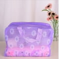 thumbnail image 4 of Bolsa de cosméticos, linda flor de dibujos animados bolsa de cosméticos impermeable transparente bolsa de almacenamiento portátil niña niña bolsa de almacenamiento de lavado Adepaton CPB-DE-WX224-2, 4 of 5