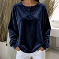 thumbnail image 2 of Velvet Tops for Women 2026 Long Sleeve Shirts Casual Loose Fit Velour Pullover Tee Shirts Soft Comfy Warm Lightweight Basic Tops by Yigetop Navy S, 2 of 6