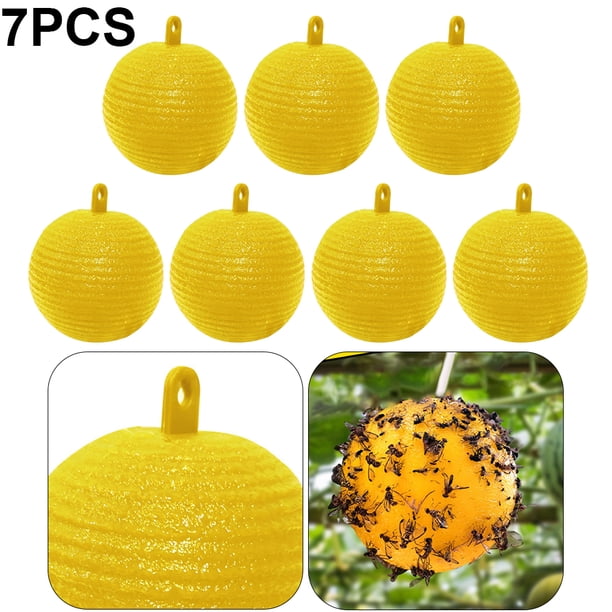 Ball Fruit Fly Catcher Trampa Adhesiva 8 Cm para Atrapar Insectos Frutas () Amarillo