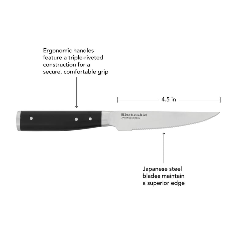 Kitchenaid Gourmet 4-piece Forged Triple-Riveted Steak Knife Set, Black 