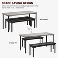 thumbnail image 3 of TROPOW Dining Table Set for 3,Compact Kitchen Table Set with 2 Upholstered Benches, Rectangle Modern Dining Table Chair for Small Spaces, Apartment,Gray, 3 of 8
