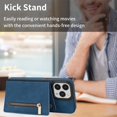 thumbnail image 3 of ELEHOLD Zipper Wallet Case for iPhone 14 Pro Max 6.7 inch,Made of Premium Vegan Leather and Soft TPU with Shockproof Full Body Protection Magnetic Kickstand and Card Slot Case, Rosegold, Blue, 3 of 9